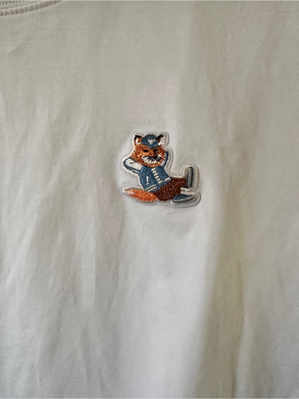 MAISON KITSUNE Cream Short-Sleeve Tee with Embroidered Fox Patch
